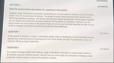 [ 1 0 0 MARKS ] SECTION A [ 4 0 MARKS ] Read the