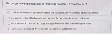 To successfully implement direct - marketing