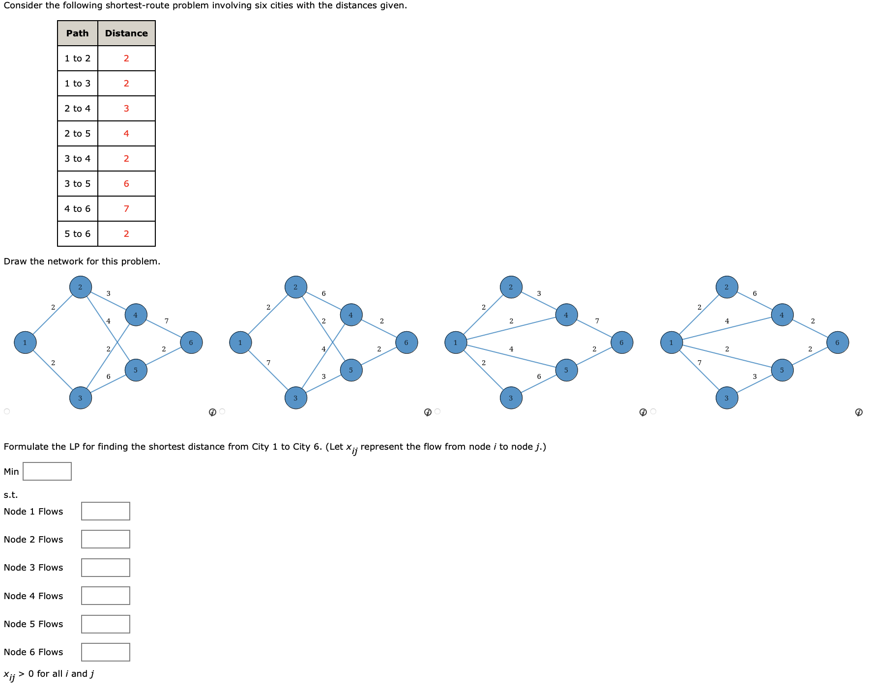 x i j represent the flow from node i t o node j .