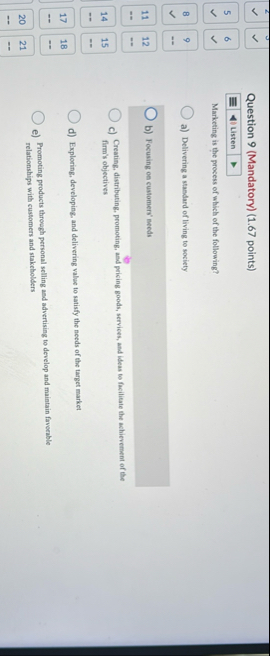 Question 9 ( Mandatory ) ( 1 . 6 7 points ) 5 6