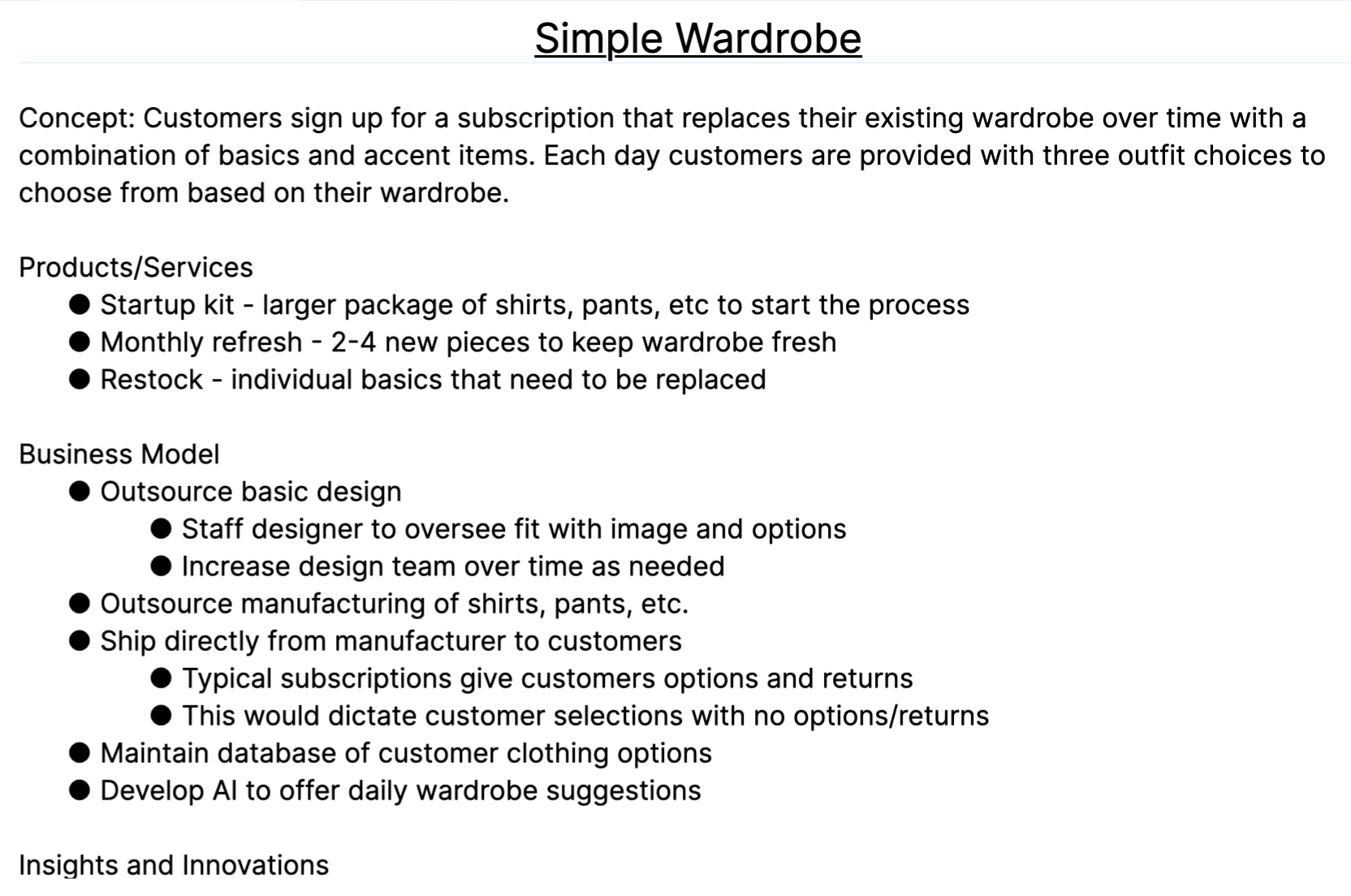 Why do you think Simple Wardrobe has a blue ocean