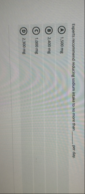 Experts recommend reducing sodium intake to no