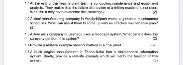 1 . 1 At the end of the year, a plant team is