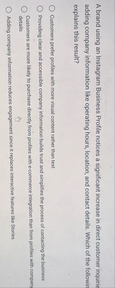 A brand using an Instagram Business Profile