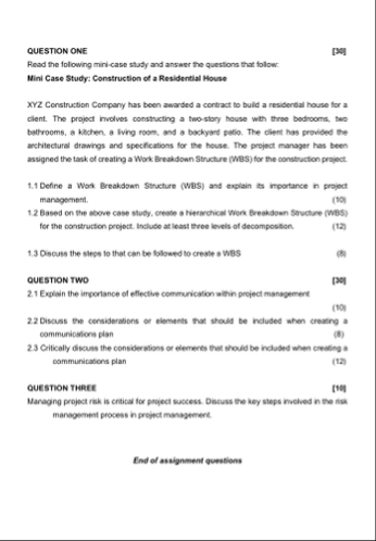 QUESTION ONE [ 3 0 ] Read the following mini -
