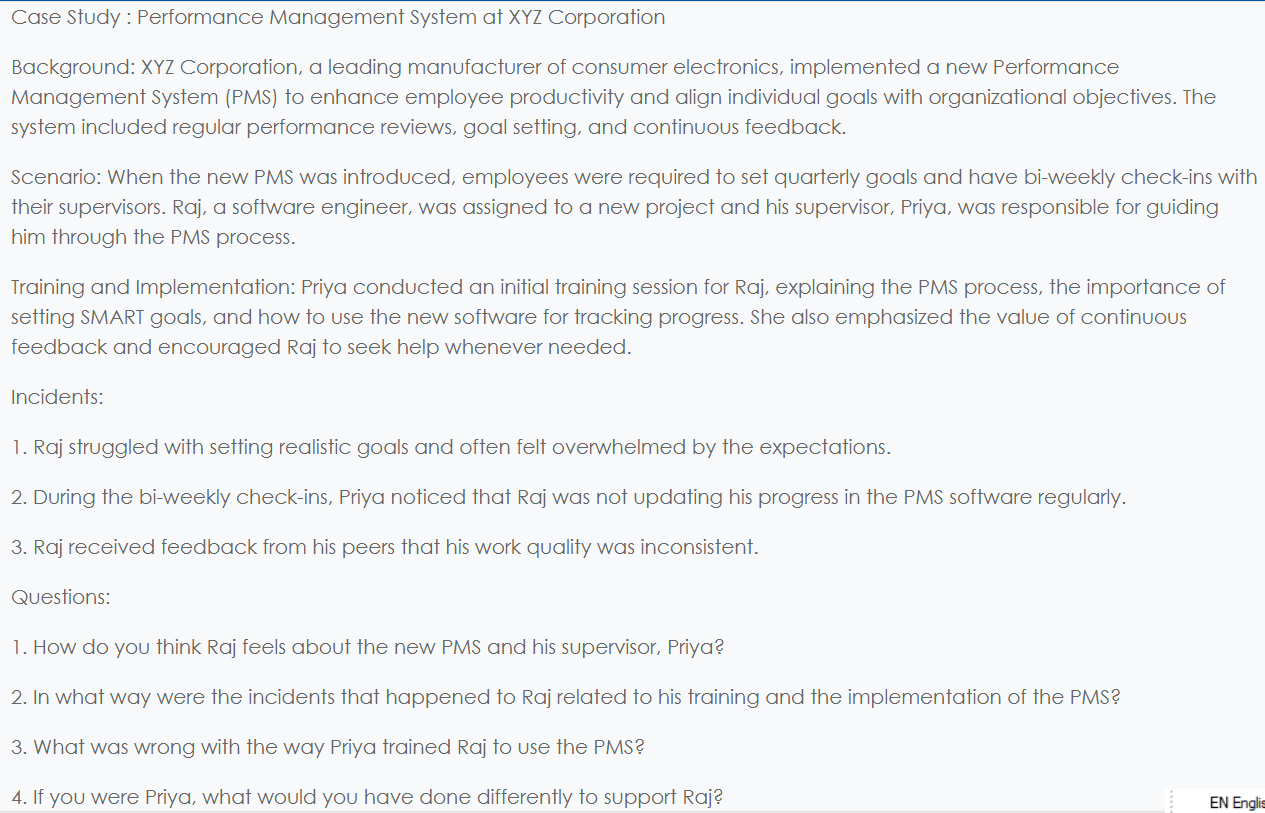 Case Study : Performance Management System at XYZ