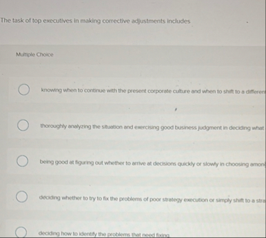 The task of top executives in making corrective