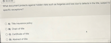 What document protects against hidden risks such