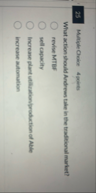 Multiple Choice 4 points What action should