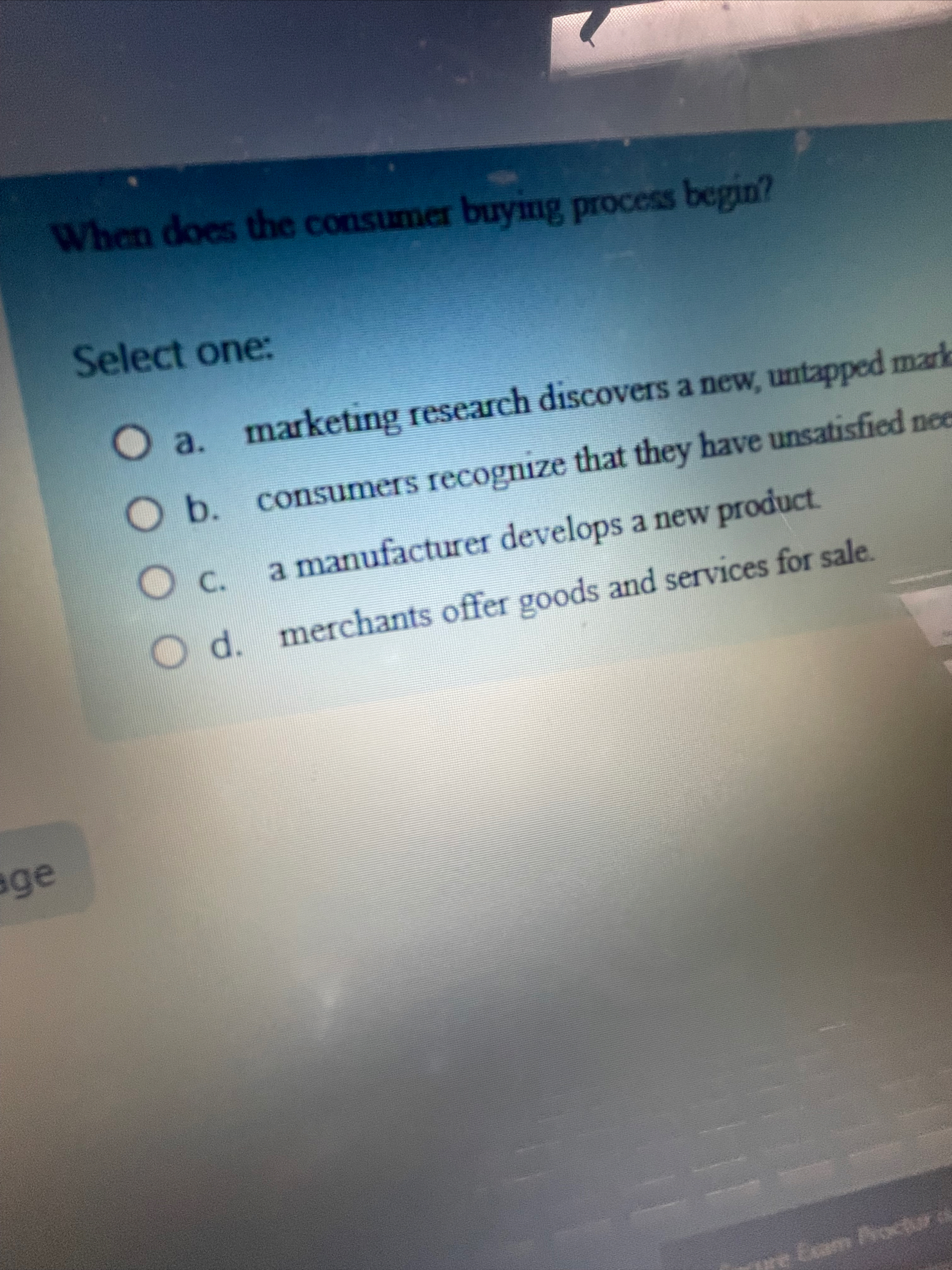 When does the consumer buying process begin?