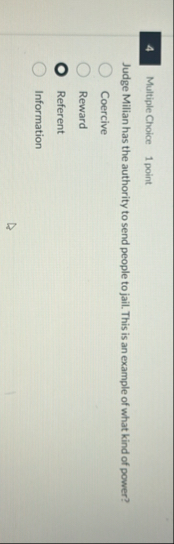 Multiple Choice 1 point Judge Milian has the