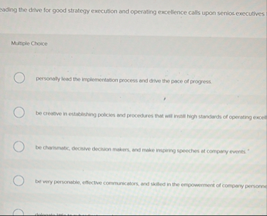 eading the drive for good strategy execution and