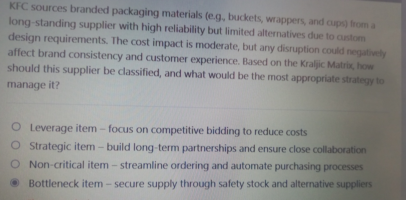 KFC sources branded packaging materials ( e . g .