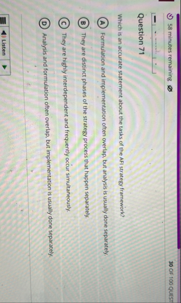 5 8 minutes remaining 3 0 OF 1 0 0 QUEST Question