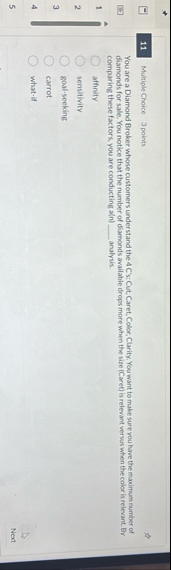 1 1 Multiple Choice 3 points You are a Diamond