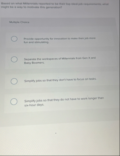 Based on what Millennials reported to be their