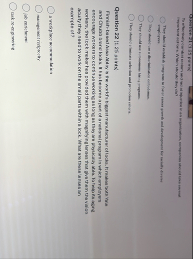 Question 2 1 ( 1 . 2 5 points ) To effectively