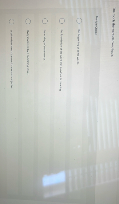 The root is the word element that is Multiple