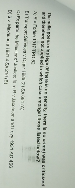 The nulla poena sine lege ( if there is no