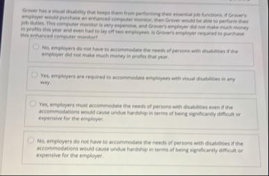 Grover has a whal disability that beeps them from