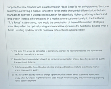 Suppose the new, trendier taco establishment in