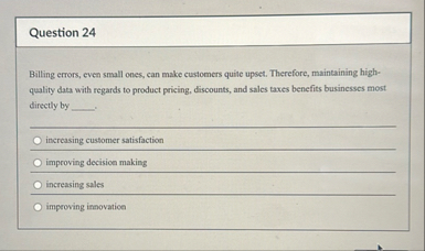 Question 2 4 Billing errors, even small ones, can