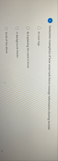 Some / one example ( s ) of how some task forces