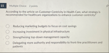 Multiple Choice 2 points According to the article