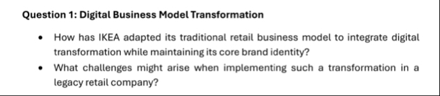 Question 1 : Digital Business Model
