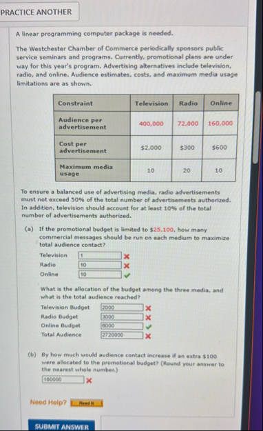PRACTICE ANOTHER A linear programming computer