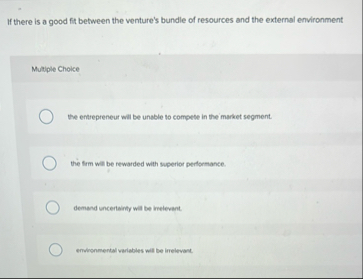 If there is a good fit between the venture's