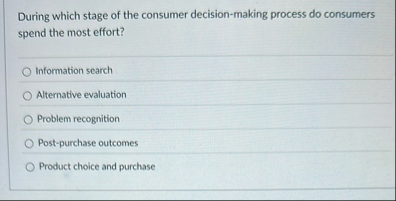 During which stage of the consumer decision -