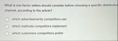 What is one factor sellers should consider before