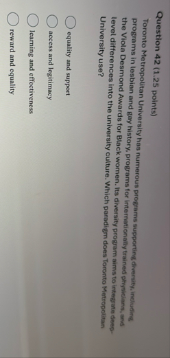 Question 4 2 ( 1 . 2 5 points ) Toronto