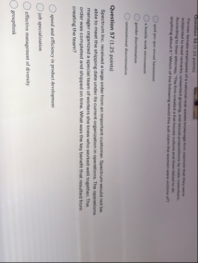 Question 5 6 ( 1 . 2 5 points ) Former female