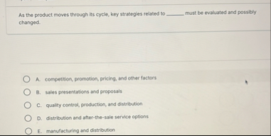 As the product moves through its cycle, key