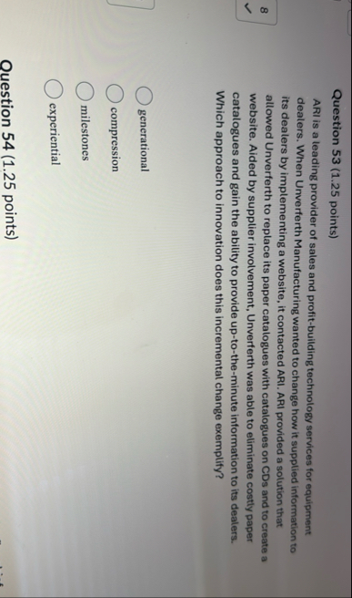 Question 5 3 ( 1 . 2 5 points ) ARt is a teading