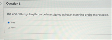 Question 5 The unit cell edge length can be
