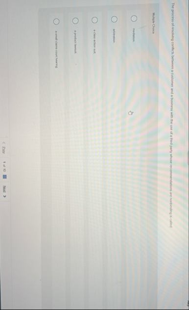 The process of resolving conflicts between a