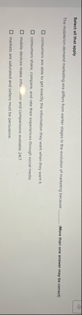 Select all that apply The mobilifon - demand