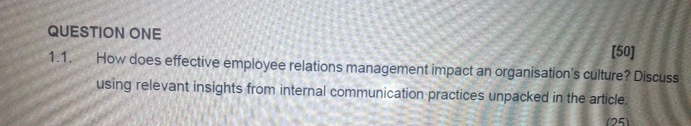 QUESTION ONE [ 5 0 ] 1 . 1 . How does effective