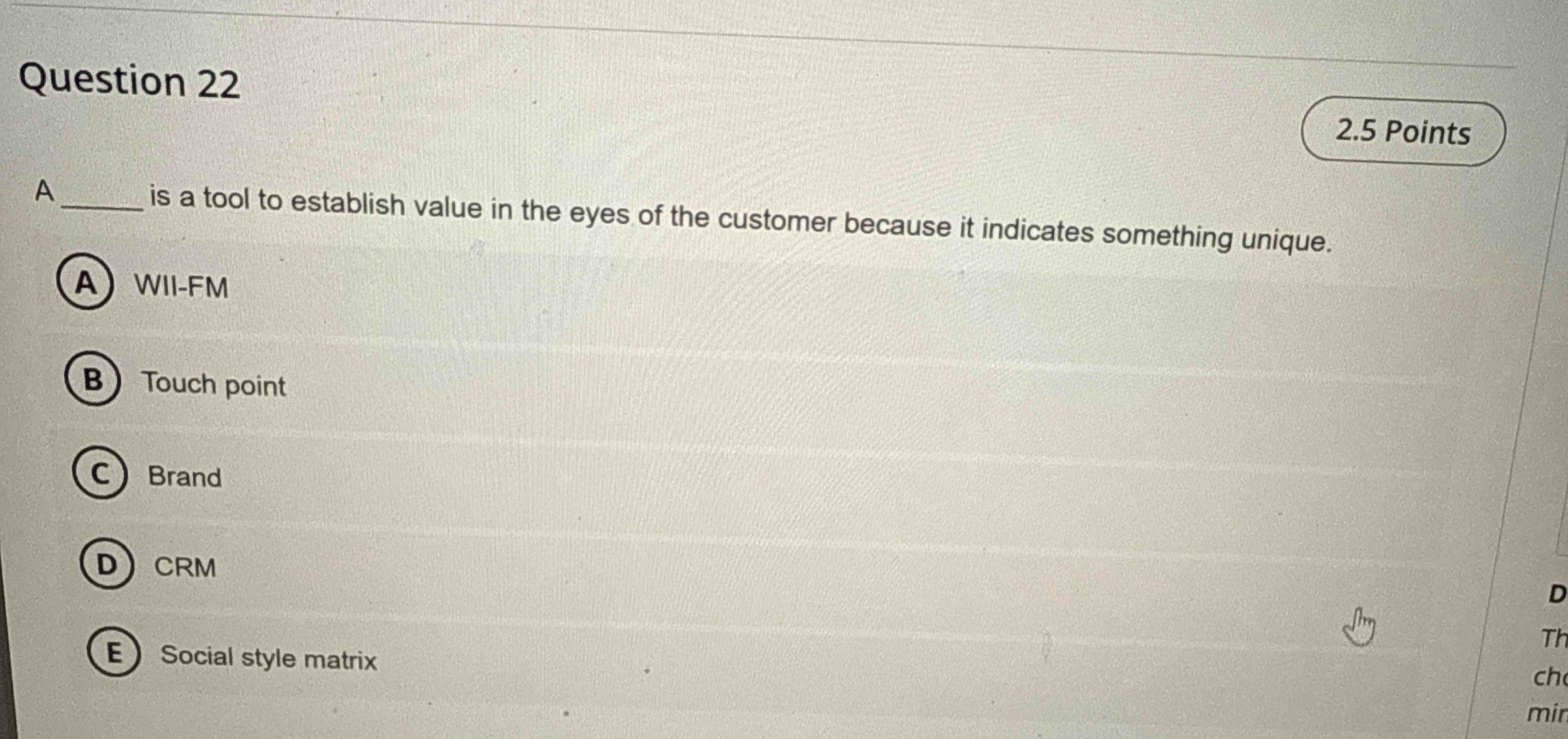 Question 2 2 A is a tool to establish value in