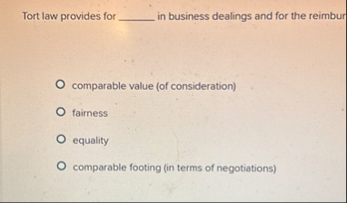 Tort law provides for in business dealings and