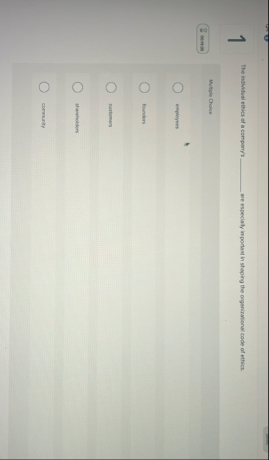 1 The individual ethics of a company's are