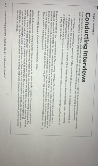 Required information Conducting Interviews