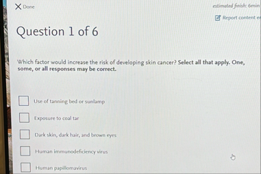 Done estimated finish: 6 min Report content eq
