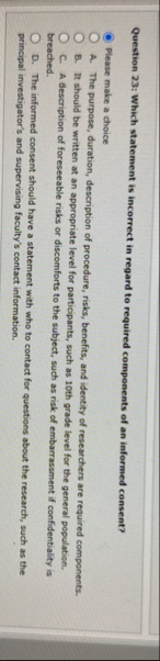 Question 2 3 : Which statement is incorrect in