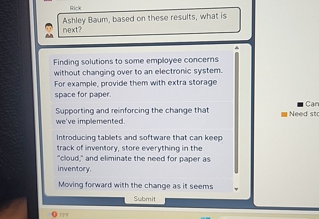 Rick Ashley Baum, based on these results, what is