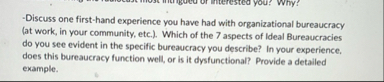 - Discuss one first - hand experience you have