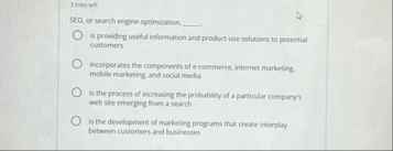 3 tries left SEC, or search engine oplimiration,